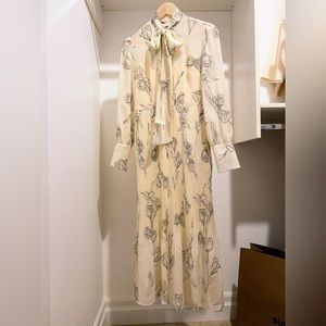 a new day cream pleated floral midi dress